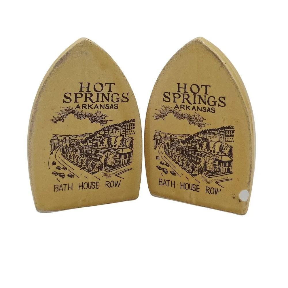 Vintage Hot Springs Arkansas Bath House Row‎ Salt & Pepper Shakers Japan Ceramic
